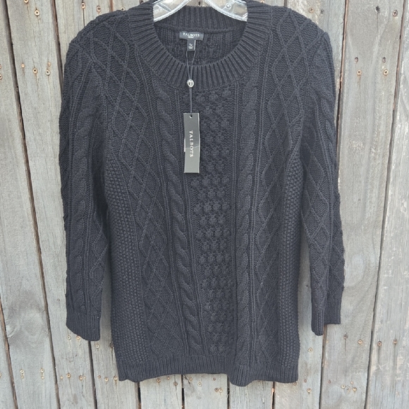 Talbots Women's Black Cable Knit Sweater - Picture 1 of 5